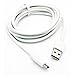 White 6ft Long USB Data Cable Charging Power Wire for AT&T Samsung Mega 6.3 - AT&T Samsung Galaxy S 2 Skyrocket - AT&T ZTE Maven - AT&T ZTE Z998 - AT&T Samsung Galaxy S5 Active