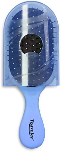NuWay 4Hair! U.S. Patented Traveler Detangling Brush - Traveler mini with exclusive travel-case - Detangles wet or dry hair - Perfect size for your purse, pocket, kids, beach, and travel! (Soft Blue)