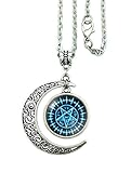 Moon Necklace Black Butler Crescent Pentagram Pendant Charms Silver Chain Friendship Gift (Moon silver)