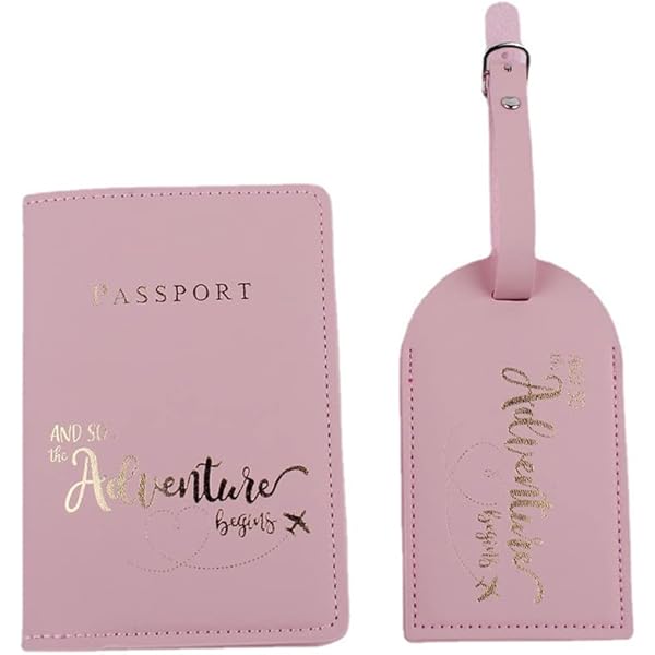 PATIKIL Porte-passeport pour voyage, housse de passeport initiale et étiquette de bagage avec patch en chenille avec lettres de l'alphabet, Rose, Taille S