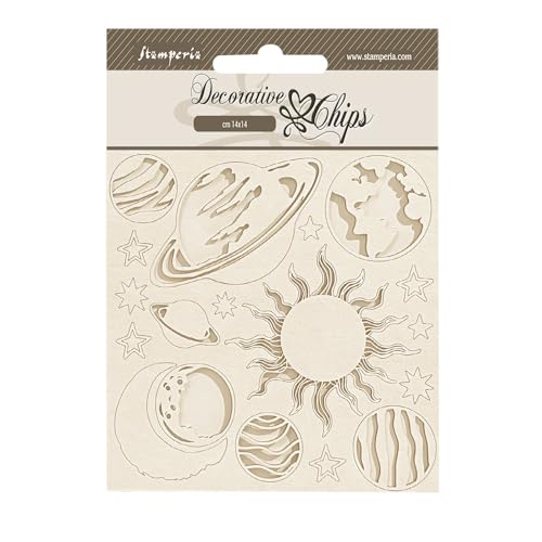 Stamperia Jetons décoratifs pour scrapbooking, albums, fabrication de cartes, bullet journaling, formes de cardboard découpées au laser, faciles à coller, parfaites pour les loisirs, les travaux