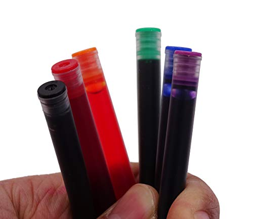 30 PCS Jinhao Fountain Pen Ink Cartridges 6 Colors Set( Black, Blue, Apple Green, Purple, Red and Orange) International Standard Size