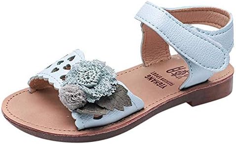 Zerototens Baby Girls Sandals, Kids Girls Fashion Spring Summer Big Flower Open Toe Lovely Anti-Slip Princess Shoes for 1-7 Years Old Light Blue