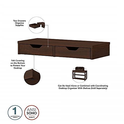 Bush Furniture Key West Desktop Organizer with Drawers in Bing Cherry