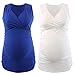 KUCI Maternity Nursing Tank Top, Women Maternity Pajama Tops Nursing Cami Sleep Bra for Breastfeeding (S, Blue+White/2Pack)