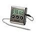 Taylor Instant Read Wired Probe Digital Meat Food Grill BBQ Cooking Kitchen Thermometer with Timer Alarm, Red