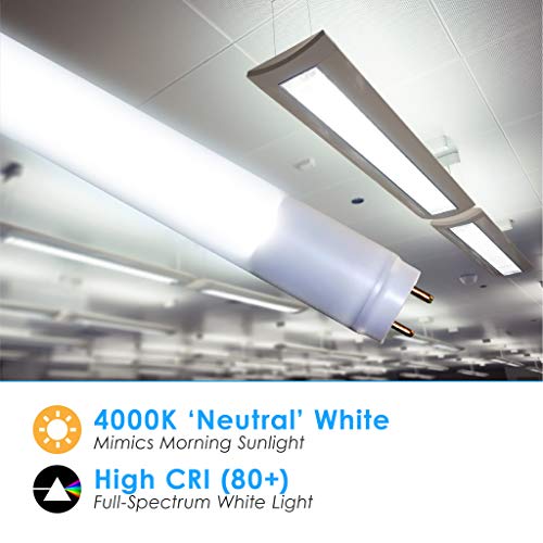 T8 T10 T12 LED 2FT Tube Light (30 Pack) Type A & B Tube Works with or Without Ballast, Single or Double Ended Powered; 8W=25W Equiv; 1000 LMS (Cool White 4000K) Fluorescent Replacement Tube