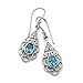 Chuvora 925 Sterling Silver Open Filigree Flower Blue Topaz Gemstone Teardrop Dangle Hook Earrings 1.5