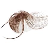 Stamped Glorious Real Human Hair Clip on Bangs Topper 3D Hand Made Air Bangs Crown Wiglet Hairpieces for Women(Light Brown)