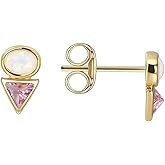 Created Opal Minimalist Triangle Cubic Zirconia Stud Earrings for Women 14K Gold Filled CZ Hypoallergenic Simple Dainty Jewelry Graduation Gifts for Her