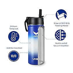 Vmini Water Bottle with Straw, Wide Rotating Handle