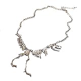 Towallmark(TM) Steampunk Goth Alloy Dinosaur Skeleton Dead Tyrannosaurus T-Rex Charm Necklace (Silver)