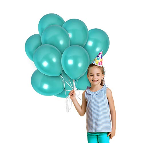 Treasures Gifted Turquoise Teal Thick Latex Metallic Balloons 100 Pack with Ribbons Decorations Kit  - //coolthings.us