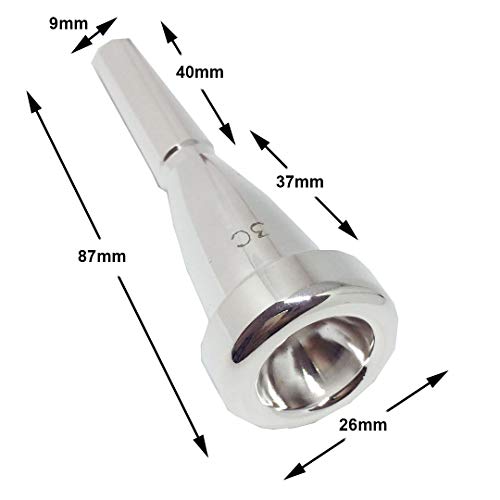 Pakala66 Silver Trumpet Mouthpiece 3C 5C 7C Size Instrument Accessory for Bach Pack of 3