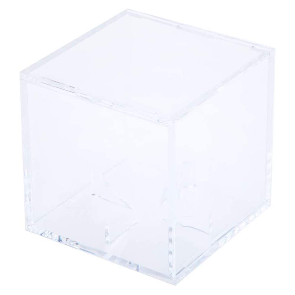POFET Square Baseball Display Case Transparent Show Box With Stand Bracket Base