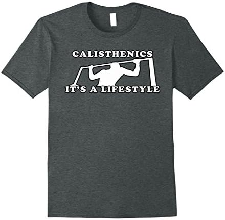 Mens Calisthenics Shirt for workout Pullups Squats warm-up lovers Medium Dark Heather