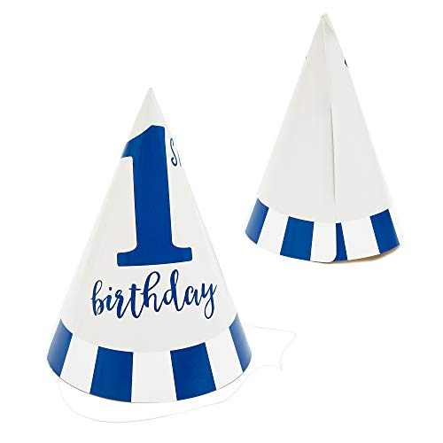 Blue Panda Boys 1st Birthday Paper Cone Party Hats - Pack of 24
