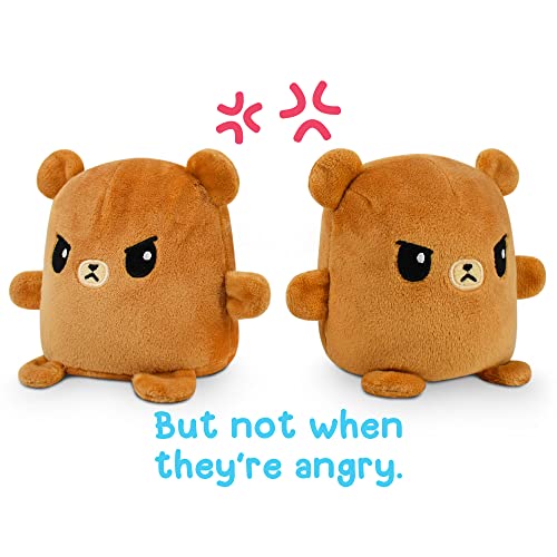 TeeTurtle - Plushmates - Magnetic Reversible Plushies that hold hands when happy - Brown Bear - Huggable and Soft Sensory Fidget Toy Stuffed Animals That Show Your Mood - Gift for Kids and Adults!