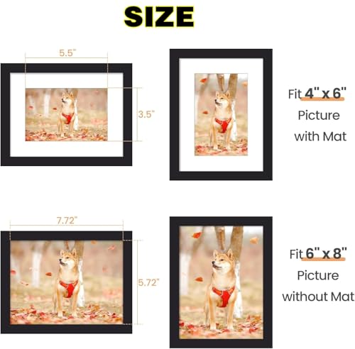 Beauenty Picture Frame Set,6x8 inch Photo Frames With Mat And Non Trace Nails,For 4x6 or 6x8 Pictures,Multi Photo Frames Collage,For Wall Tabletop Decoration(Black,Set of 5)