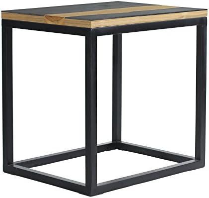 Asta Studio-15 Teak/Iron End Table, GT-315/BLK (Black)