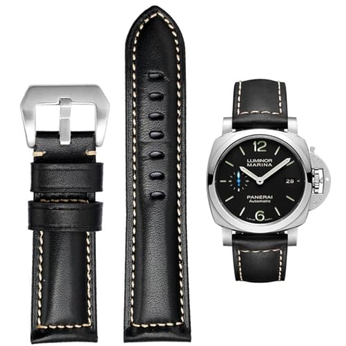 FOUUA Watch Strap Leather for Panerai Strap 22mm 24mm 26mm Leather Vintage Military Watch Strap Watch Band Relacement Band for Panerai Men