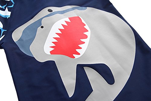 Baby Boys Kids Long Sleeve UV Sun Protection Rash Guards Swimsuit with Hat (FBA) (Navy, 2-3T(Height:35.4"-39.4"/90-100cm))
