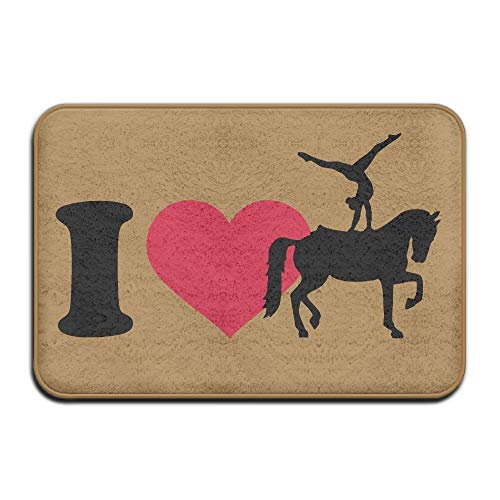 I Love Horse Vaulting Silhouette Non-Slip Outside/Inside Door Mat Rug for Health and Wellness Bathroom Bathroom Doormat 23.6"x 15.7"