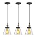 Globe Electric Jackson 1-Light Pendant 3-Pack, Antique Brass & Bronze, Black Cord, Glass Shade,65207, Bulb Not Included