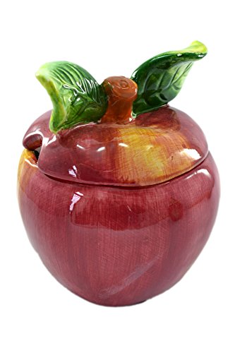 Handpainted Large Red Apple Decor Ceramic Sugar Jar and Creamer Milk Set