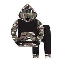 Huata Baby Boy Girls Outfits 2Pcs Clothes Hoodie Tops and Pants (6-12 Months, Camouflage)