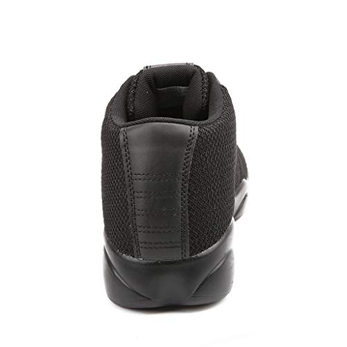 Men Net Surface Breathable Flat Running Basketball Shoe Lace Up Non-Slip Lightweight Leisure Work Hiking Sneaker Black