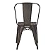 Adeco Metal Stackable Industrial Chic Dining Bistro Cafe Side Chairs (Set of 2), Black Bronze with Wooden seat