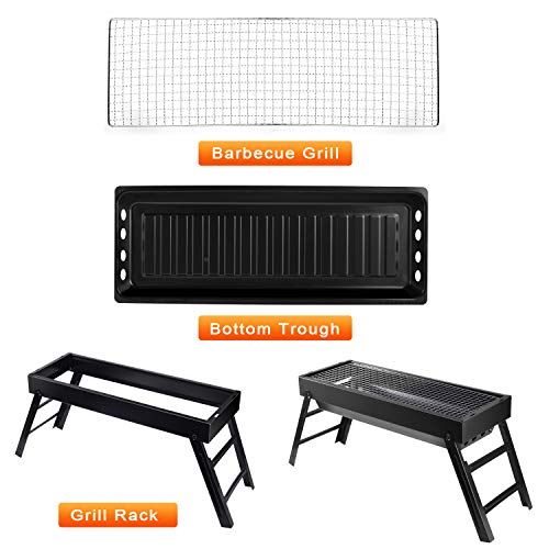 LETION UTTORA Charcoal Grill Barbecue Portable BBQ &Stainless Steel Folding Grill Tabletop Outdoor Smoker BBQ for Picnic Garden Terrace Camping Travel 23.62\