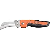 Klein Tools 44218 Utility Knife, Electricians and Folding Pocket Knife with Hawkbill Blade for Cable Skinning, Replaceable Bl
