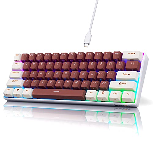 iLovBee i61 60 Percent Wired Keyboard Mechanical, Hot Swappable Compact RGB Gaming Keyboard, 61 Keys Mini Keyboard with Red Switch for PC/Mac Gamer, Software Supported, Red-White