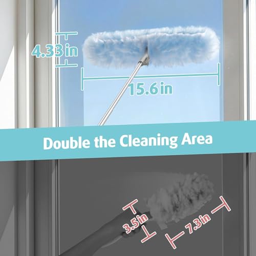 AIR U+ 20 Refills Duster for Flash Dust Magnet Long Handle - 183cm Extendable Handled Microfiber Dusters for Cleaning, Ceiling, Fan, Window, Blinds, Cobweb