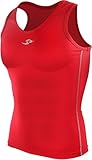 JustOneStyle New 074 Red Skin Tights Compression Base Layer Sports Sleeveless Top Mens