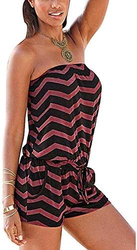 Sumtory Women's Strapless Printed Short Rompers Beachwear One Piece Jumpsuit