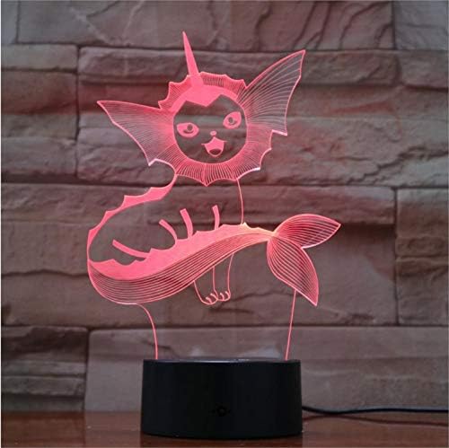 Night Light Optical Illusion Lamp Pokemon Vaporeon 3D Lamp 7 Color Led Night Lamps for Kids Touch Led USB Table Lampara Lampe Baby Sleeping Nightlight