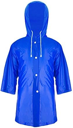 ZDHGLOBAL ZDH Kids Children Rain Poncho Raincoat Portable With Hoods and Sleeves-Blue-S