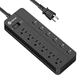 iClever Power Strip Surge Protector with 6 USB Ports 6 Outlet, Desktop Charging Station with 15A 5ft Extension Cord, USB Power Strip for Home, Office & Hotel- Black