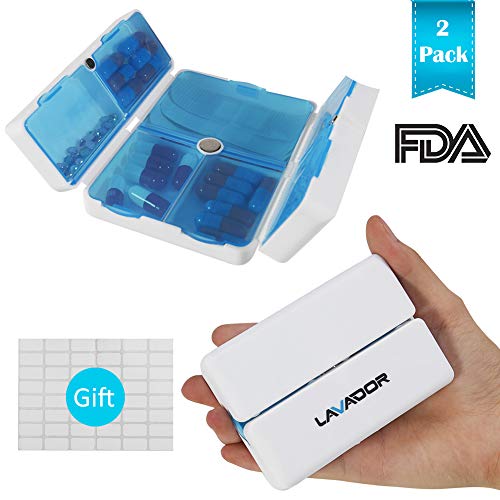 Pill Case,Portable Magnetic Foldable Pill Organizer with 7 Compartments Perfect for Pocket or Purse,Travel Pil