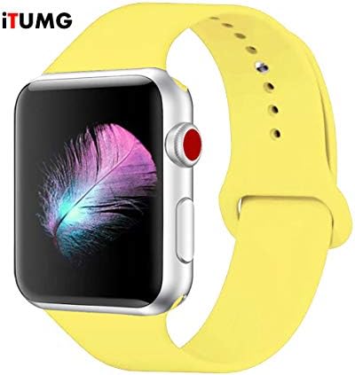 Threenine for Watch Band 38/40mm 42/44mm, Soft Silicone Watch Strap Replacement Sport Band Compatible with Watch Band Series 5/4/3/2/1 Sport & Edition (Pollen Yellow, 40mm/38mm-SM)