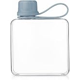 IDIDG Flat Water Bottle Travel Flask Portable 10.5 oz BPA Free Tritan Square Water Bottles Leakproof Slim Water Bottle for Purse Travel Pocket Sports Fitness(Blue, 10.5 OZ)