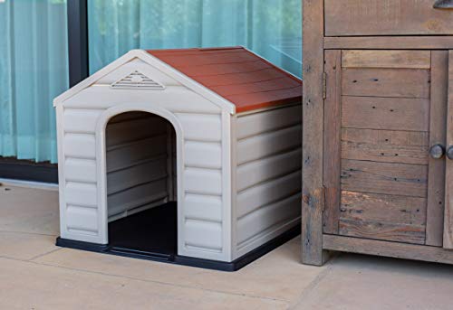 Internet's Best Outdoor Dog House - Comfortable Cool Shelter - Great for Small Dogs - Durable Plastic Design - Home Kennel - Indoor or Outdoor Use - Small