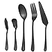 Matte Black Silverware Set - HEAVY DUTY 45 Pieces Stainless Steel Flatware Utensils Cutlery Tableware Steak Knife Fork and Spoon Serve for 8