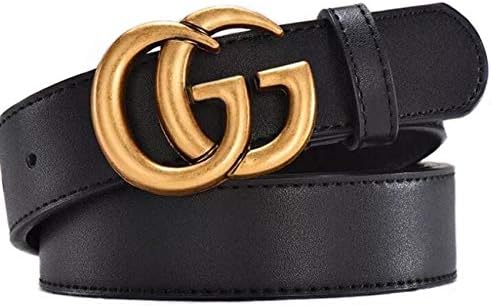 GFmaterial Womens Genuine Leather 1.20" Wide Belts Mens Metal Letter G Buckle Pin Round Bridle Jeans GirlFiendMaterial