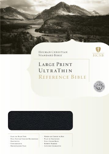 HCSB Large Print Ultrathin Reference Bible, Black Genuine Cowhide Legacy Edition