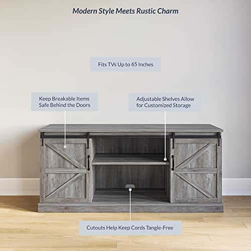 BELLEZE Modern 58 Inch Farmhouse TV Stand & Media Entertainment Center