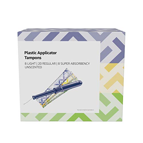 Amazon Brand - Solimo Plastic Applicator Tampons, Light Absorbency Multipack, Light/Regular/Super Absorbency, Unscented… - Image 2